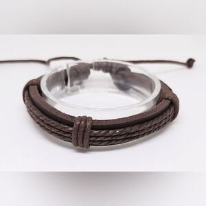 Men's bracelet‎ leather layered brown new e22